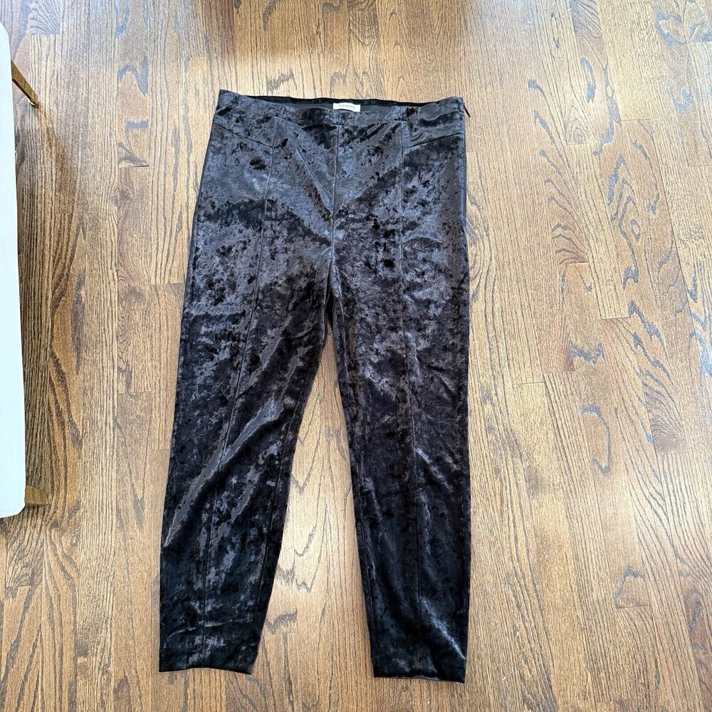 Good American Black Velour Pants Disco Boss Skinny Womens 2XL 6 Velvet 1615 NWOT - Picture 2 of 11